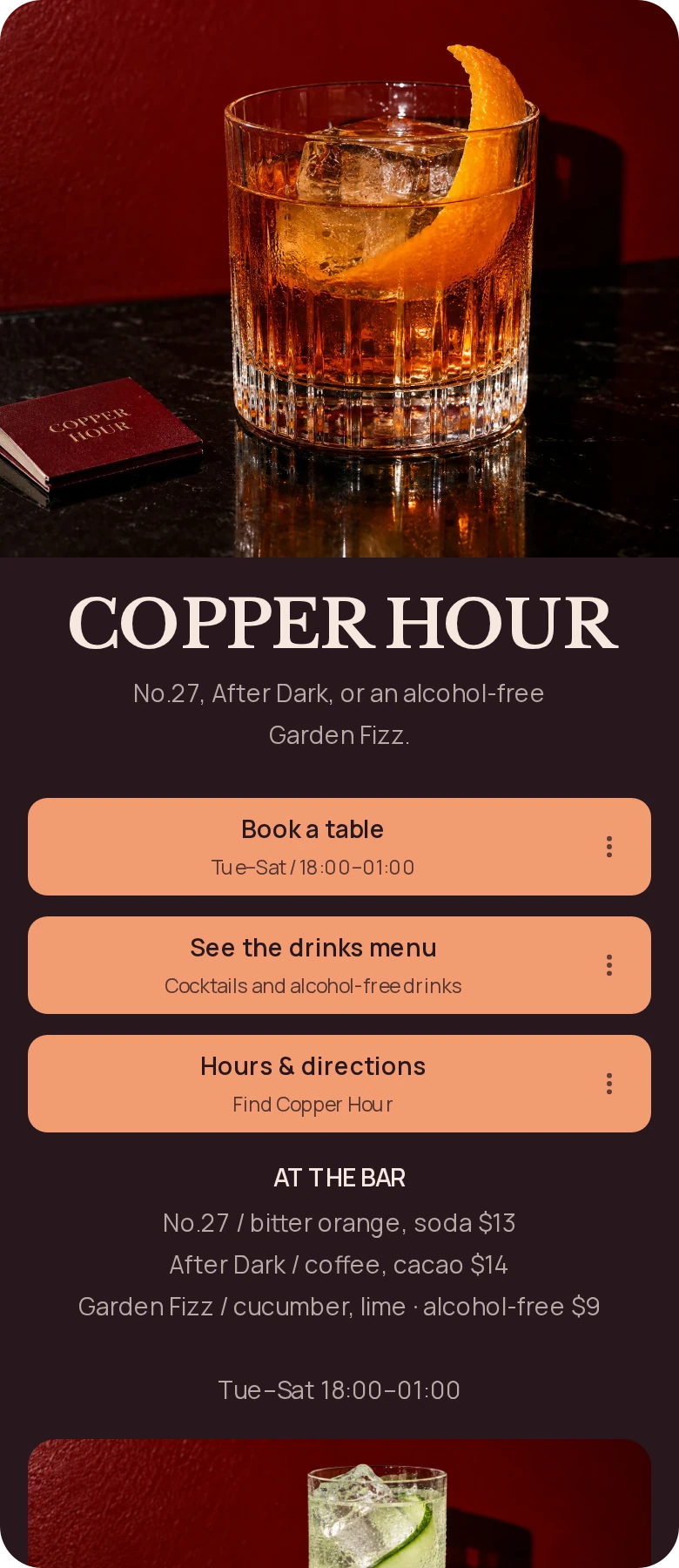 COPPER HOUR · Aperçu de la page